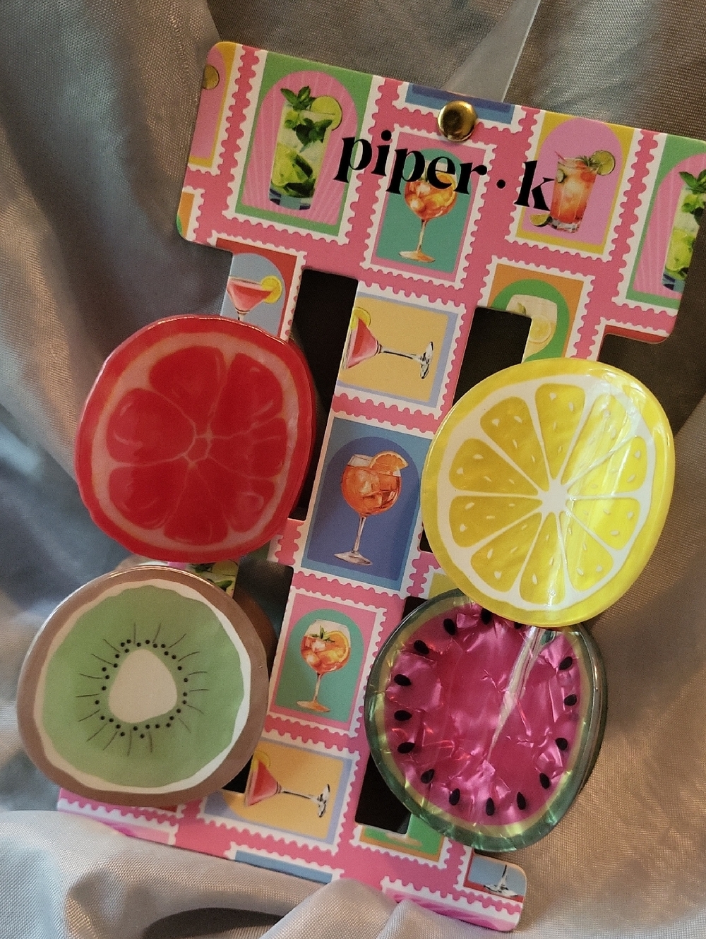 Piper K Fruit-Themed Hair Clips Btand New Lemon Kiwi Watermelon Orange Ls